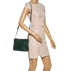 Pre Owned Celine Green Leather Trio Crossbody Bag