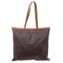 Pre Owned Celine Brown Macadam Coated Canvas and Leather Tote