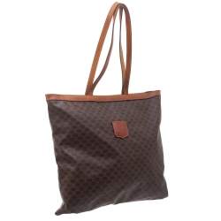 Pre Owned Celine Brown Macadam Coated Canvas and Leather Tote