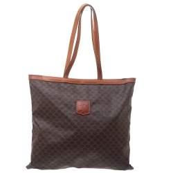 Pre Owned Celine Brown Macadam Coated Canvas and Leather Tote