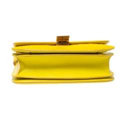 Pre Owned Celine Yellow Calfhair and Leather Medium Classic Box Shoulder Bag