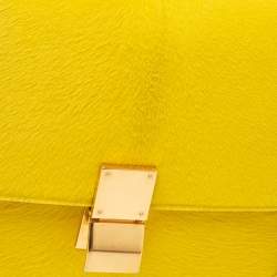 Pre Owned Celine Yellow Calfhair and Leather Medium Classic Box Shoulder Bag