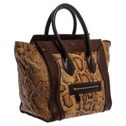 Pre Owned Celine Multicolor Python, Suede and Leather Mini Luggage Tote