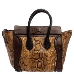 Pre Owned Celine Multicolor Python, Suede and Leather Mini Luggage Tote