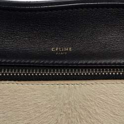 Pre Owned Céline Beige/Black Calfhair and Leather Small Edge Bag