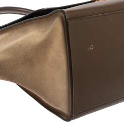Pre Owned Celine Tri Color Leather and Suede Medium Trapeze Top Handle Bag