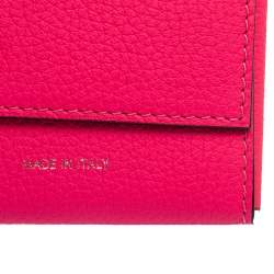 Pre Owned Celine Neon Pink Grained Leather Snap Flap Pouch