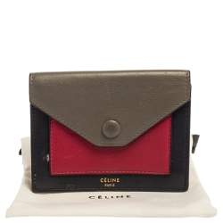 مملوكة مسبقًا Celine Tri Color Leather Envelope Pocket Card Holder