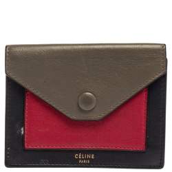 مملوكة مسبقًا Celine Tri Color Leather Envelope Pocket Card Holder