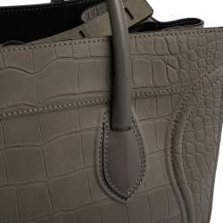 Pre Owned حقيبة يد سيلين فنتوم لاغدغ كبيرة جلد نقش تمساح رمادية