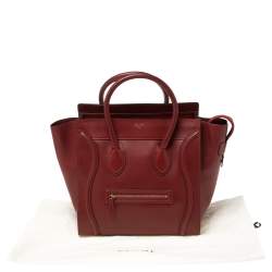 Pre Owned Celine Red Leather Mini Luggage Tote