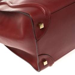 Pre Owned Celine Red Leather Mini Luggage Tote