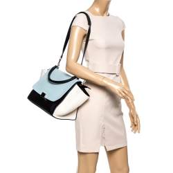 Pre Owned Celine Tri Color Leather Medium Trapeze Top Handle Bag