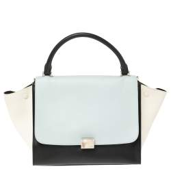 Pre Owned Celine Tri Color Leather Medium Trapeze Top Handle Bag