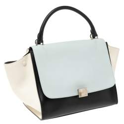 Pre Owned Celine Tri Color Leather Medium Trapeze Top Handle Bag