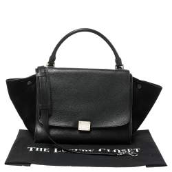 Pre Owned Celine Black Leather and Suede Medium Trapeze Bag