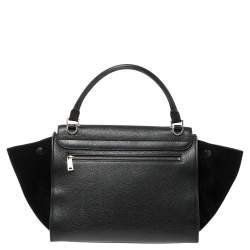 Pre Owned Celine Black Leather and Suede Medium Trapeze Bag