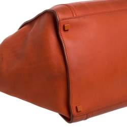 Pre Owned Celine Orange Leather Medium Phantom Luggage Tote 