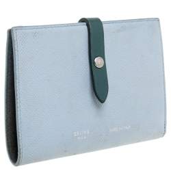 Celine Blue/Green Leather Multifunction Strap Wallet