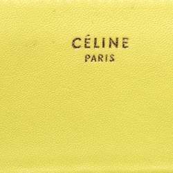Pre Owned Celine Yellow/Grey Leather Zip Around Coin Purse