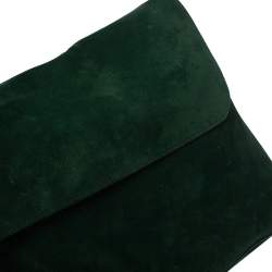 Pre Owned Celine Green Suede Gourmette Shoulder Bag
