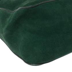Pre Owned Celine Green Suede Gourmette Shoulder Bag