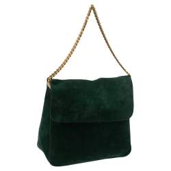 Pre Owned Celine Green Suede Gourmette Shoulder Bag
