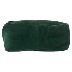 Pre Owned Celine Green Suede Gourmette Shoulder Bag