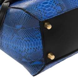 Pre Owned Celine Blue/Black Python and Leather Mini Belt Top Handle Bag