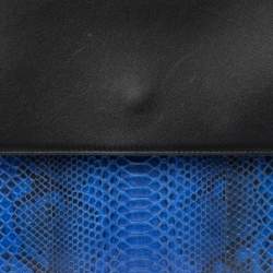 Pre Owned Celine Blue/Black Python and Leather Mini Belt Top Handle Bag