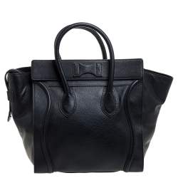 Pre Owned Celine Black Leather Mini Luggage Tote