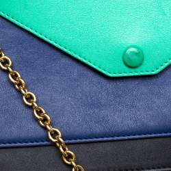Pre Owned Celine Tri Color Leather Medium Pocket Chain Shoulder Bag