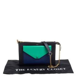 Pre Owned Celine Tri Color Leather Medium Pocket Chain Shoulder Bag