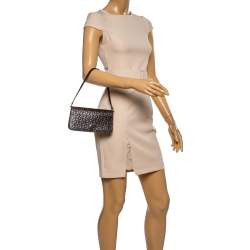 Pre Owned Celine Dark Brown Monogram Leather Pochette Bag