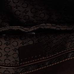 Pre Owned Celine Dark Brown Monogram Leather Pochette Bag