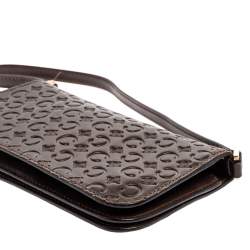 Pre Owned Celine Dark Brown Monogram Leather Pochette Bag