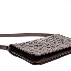 Pre Owned Celine Dark Brown Monogram Leather Pochette Bag