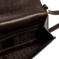 Pre Owned Celine Dark Brown Monogram Leather Pochette Bag