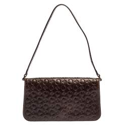 Pre Owned Celine Dark Brown Monogram Leather Pochette Bag