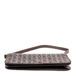 Pre Owned Celine Dark Brown Monogram Leather Pochette Bag