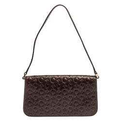 Pre Owned Celine Dark Brown Monogram Leather Pochette Bag