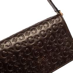 Pre Owned Celine Dark Brown Monogram Leather Pochette Bag