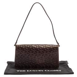 Pre Owned Celine Dark Brown Monogram Leather Pochette Bag