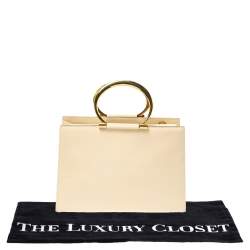 Pre Owned Celine Light Cream Leather Ring Handle Tote