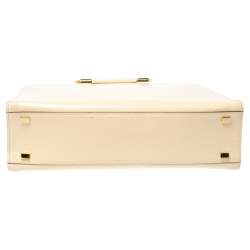 Pre Owned Celine Light Cream Leather Ring Handle Tote