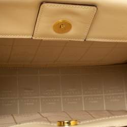 Pre Owned Celine Light Cream Leather Ring Handle Tote