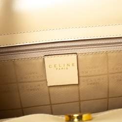 Pre Owned Celine Light Cream Leather Ring Handle Tote
