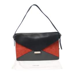 Pre Owned Celine Multicolor Leather and Suede Diamond Clutch Bag