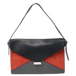 Pre Owned Celine Multicolor Leather and Suede Diamond Clutch Bag