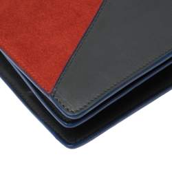 Pre Owned Celine Multicolor Leather and Suede Diamond Clutch Bag